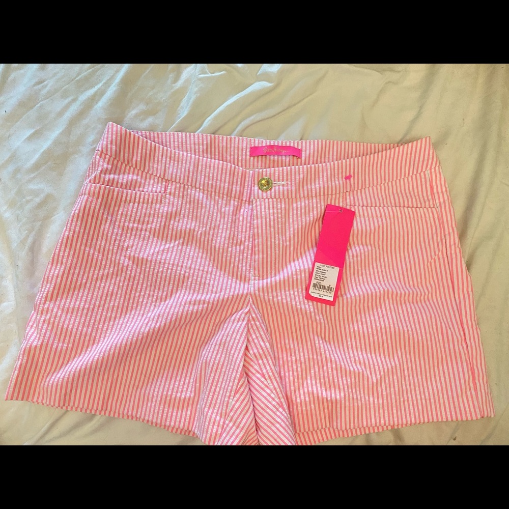 Lilly Pulitzer pink tropics seersucker shorts 8